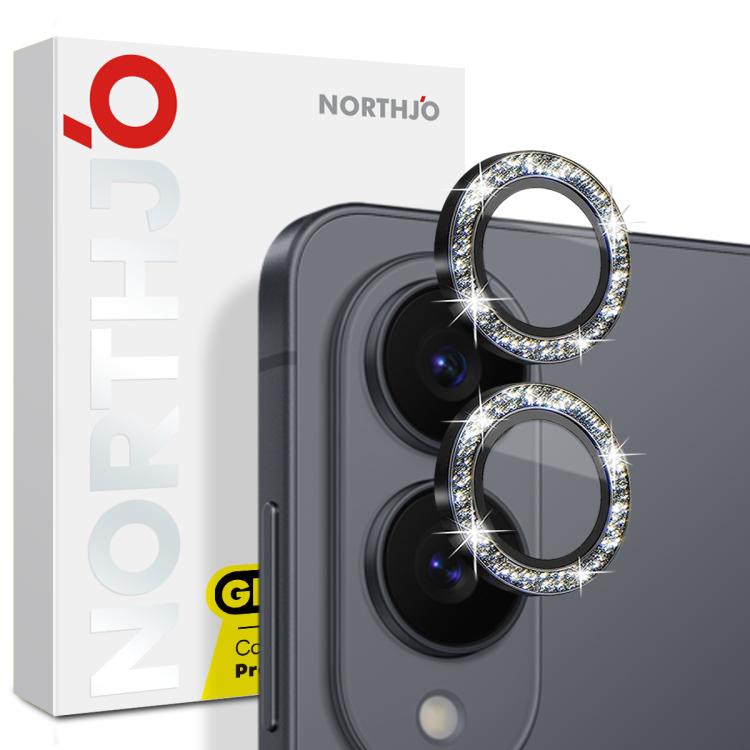 For Samsung Galaxy S25 Edge 5G NORTHJO 1 Set Camera Lens Protector Glitter Metal Ring Film(Black) - For Samsung by NORTHJO | Online Shopping UK | buy2fix
