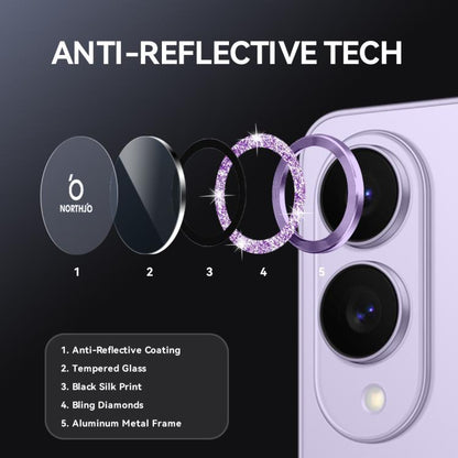 For Samsung Galaxy S25 Edge 5G NORTHJO 1 Set Camera Lens Protector Glitter Metal Ring Film(Purple) - For Samsung by NORTHJO | Online Shopping UK | buy2fix