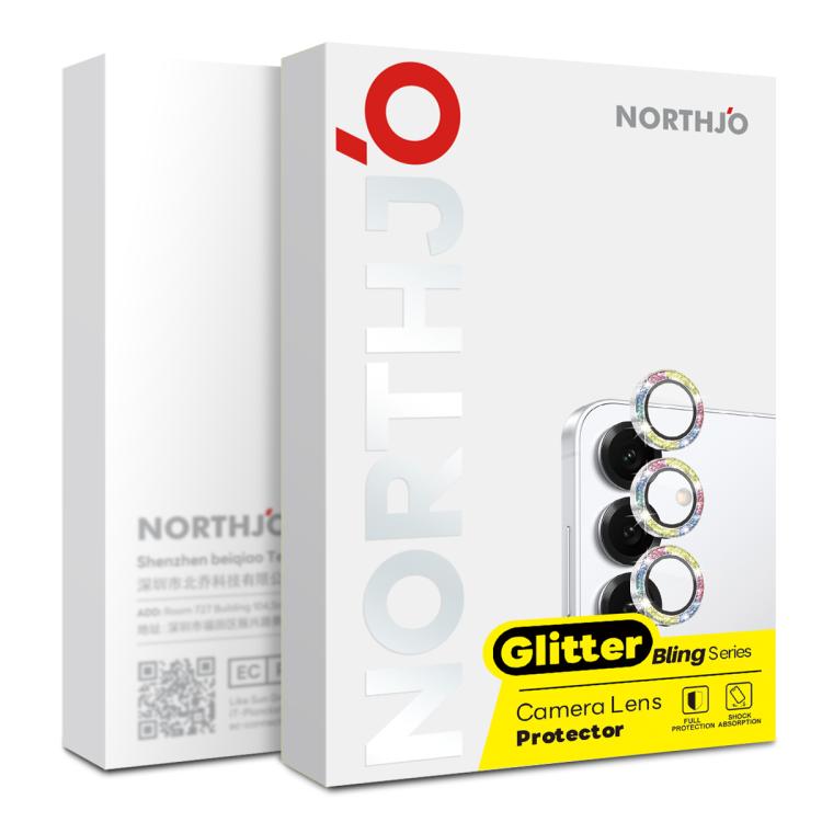 For Samsung Galaxy S25 5G NORTHJO 1 Set Camera Lens Protector Glitter Metal Ring Film(Black) - For Samsung by NORTHJO | Online Shopping UK | buy2fix