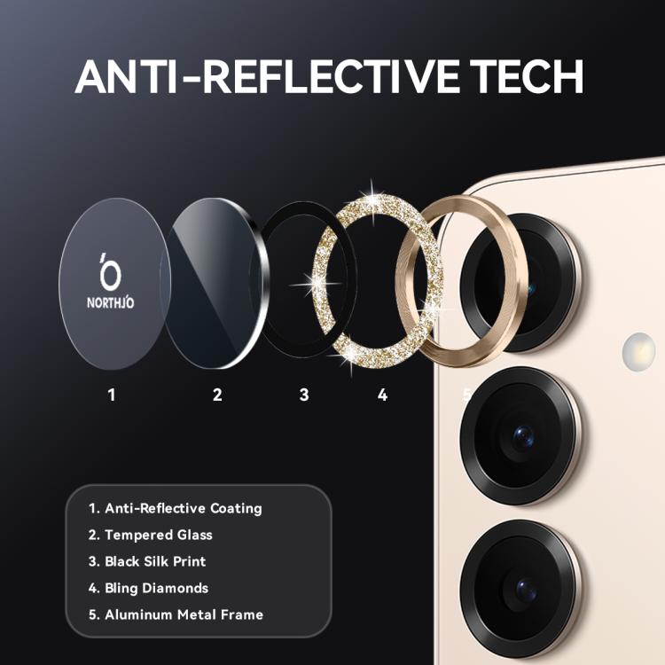 For Samsung Galaxy S25+ 5G NORTHJO 1 Set Camera Lens Protector Glitter Metal Ring Film(Gold) - For Samsung by NORTHJO | Online Shopping UK | buy2fix