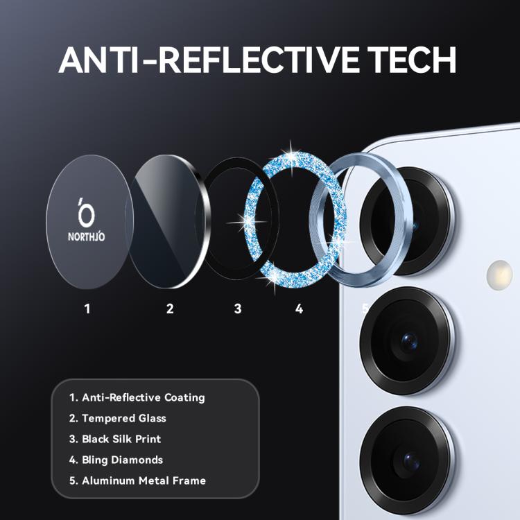 For Samsung Galaxy S25+ 5G NORTHJO 1 Set Camera Lens Protector Glitter Metal Ring Film(Blue) - For Samsung by NORTHJO | Online Shopping UK | buy2fix