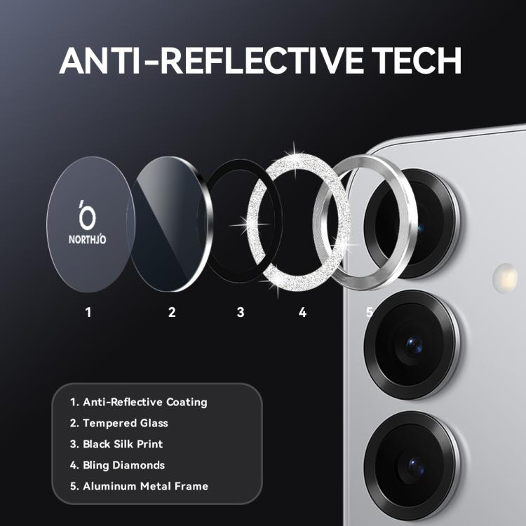 For Samsung Galaxy S25+ 5G NORTHJO 1 Set Camera Lens Protector Glitter Metal Ring Film(Silver) - For Samsung by NORTHJO | Online Shopping UK | buy2fix