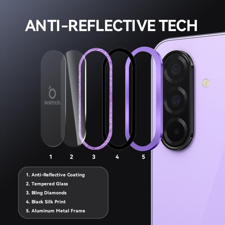 For Samsung Galaxy A26 5G NORTHJO 1 Set Camera Lens Protector Glitter Metal Ring Film(Purple) - For Samsung by NORTHJO | Online Shopping UK | buy2fix