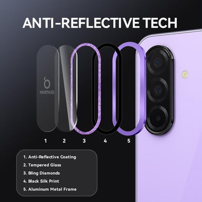 For Samsung Galaxy A26 5G NORTHJO 1 Set Camera Lens Protector Glitter Metal Ring Film(Purple) - For Samsung by NORTHJO | Online Shopping UK | buy2fix