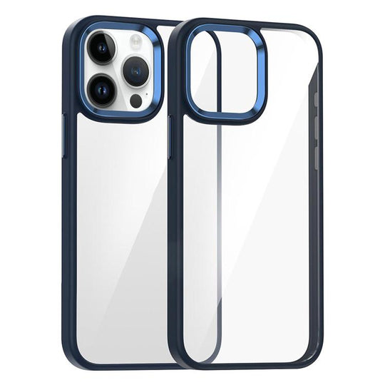 For iPhone 14 Pro Max Kalebol Gold Shield PC Hybrid TPU Phone Case(Dark Blue)