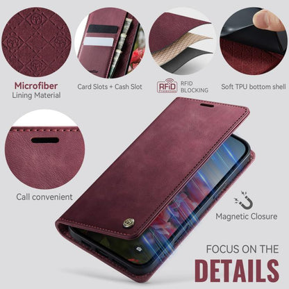 For iPhone 16 CaseMe 033 Calf Leather Lining Microfibre RFID Blocking Phone Case(Red) - iPhone 16 Cases by CaseMe | Online Shopping UK | buy2fix