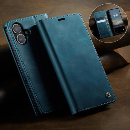 For iPhone 16 CaseMe 033 Calf Leather Lining Microfibre RFID Blocking Phone Case(Green) - iPhone 16 Cases by CaseMe | Online Shopping UK | buy2fix