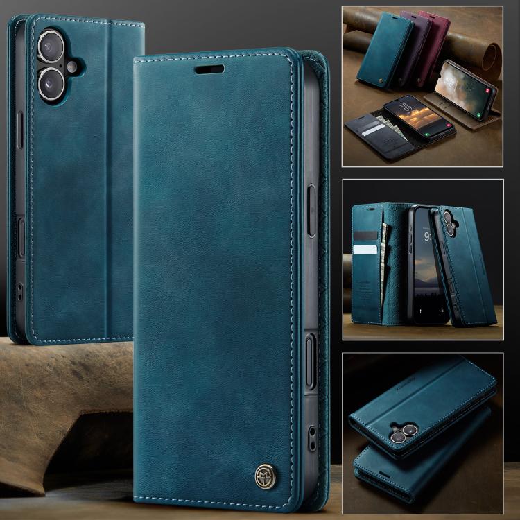 For iPhone 16 CaseMe 033 Calf Leather Lining Microfibre RFID Blocking Phone Case(Green) - iPhone 16 Cases by CaseMe | Online Shopping UK | buy2fix