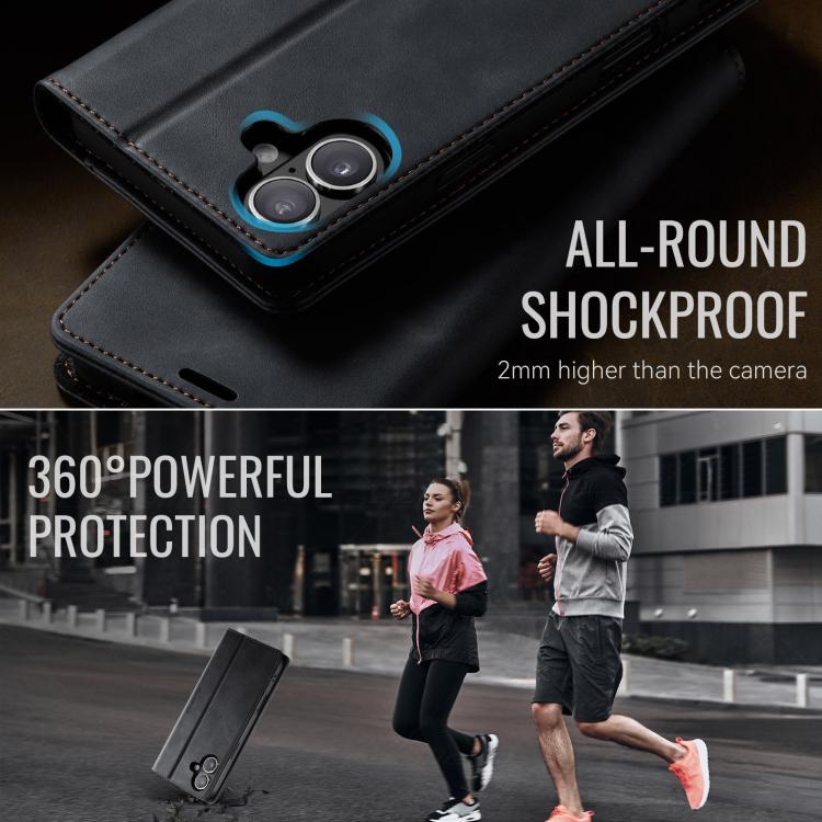 For iPhone 16 Plus CaseMe 033 Calf Leather Lining Microfibre RFID Blocking Phone Case(Black) - iPhone 16 Plus Cases by CaseMe | Online Shopping UK | buy2fix