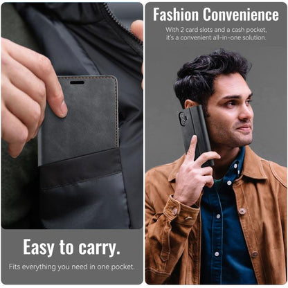 For iPhone 16 Plus CaseMe 033 Calf Leather Lining Microfibre RFID Blocking Phone Case(Black) - iPhone 16 Plus Cases by CaseMe | Online Shopping UK | buy2fix