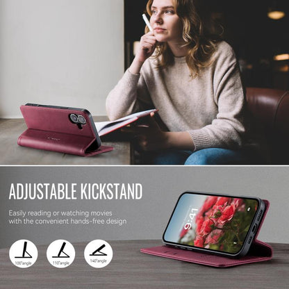 For iPhone 16 Plus CaseMe 033 Calf Leather Lining Microfibre RFID Blocking Phone Case(Red) - iPhone 16 Plus Cases by CaseMe | Online Shopping UK | buy2fix