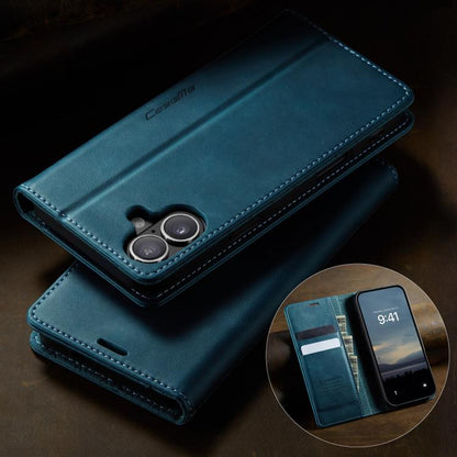 For iPhone 16 Plus CaseMe 033 Calf Leather Lining Microfibre RFID Blocking Phone Case(Green) - iPhone 16 Plus Cases by CaseMe | Online Shopping UK | buy2fix