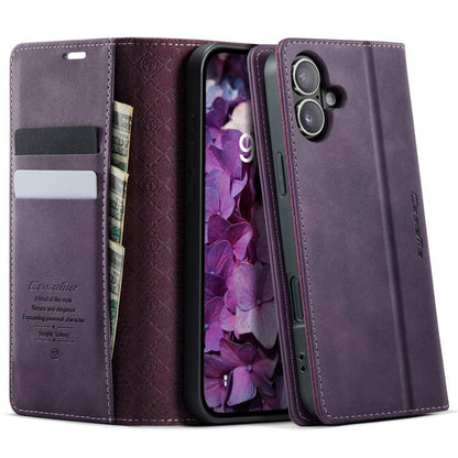 For iPhone 16 Plus CaseMe 033 Calf Leather Lining Microfibre RFID Blocking Phone Case(Purple) - iPhone 16 Plus Cases by CaseMe | Online Shopping UK | buy2fix