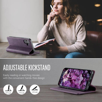 For iPhone 16 Plus CaseMe 033 Calf Leather Lining Microfibre RFID Blocking Phone Case(Purple) - iPhone 16 Plus Cases by CaseMe | Online Shopping UK | buy2fix