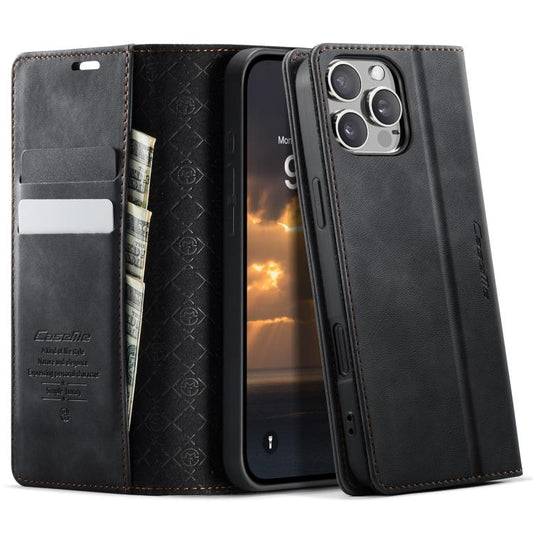 For iPhone 16 Pro CaseMe 033 Calf Leather Lining Microfibre RFID Blocking Phone Case(Black) - iPhone 16 Pro Cases by CaseMe | Online Shopping UK | buy2fix