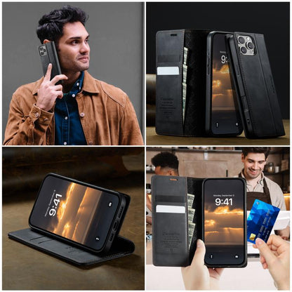 For iPhone 16 Pro CaseMe 033 Calf Leather Lining Microfibre RFID Blocking Phone Case(Black) - iPhone 16 Pro Cases by CaseMe | Online Shopping UK | buy2fix