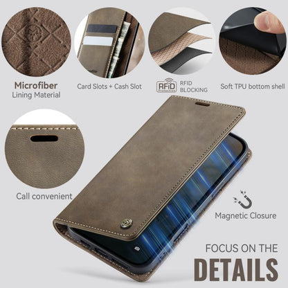 For iPhone 16 Pro CaseMe 033 Calf Leather Lining Microfibre RFID Blocking Phone Case(Coffee) - iPhone 16 Pro Cases by CaseMe | Online Shopping UK | buy2fix