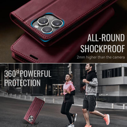 For iPhone 16 Pro CaseMe 033 Calf Leather Lining Microfibre RFID Blocking Phone Case(Red) - iPhone 16 Pro Cases by CaseMe | Online Shopping UK | buy2fix