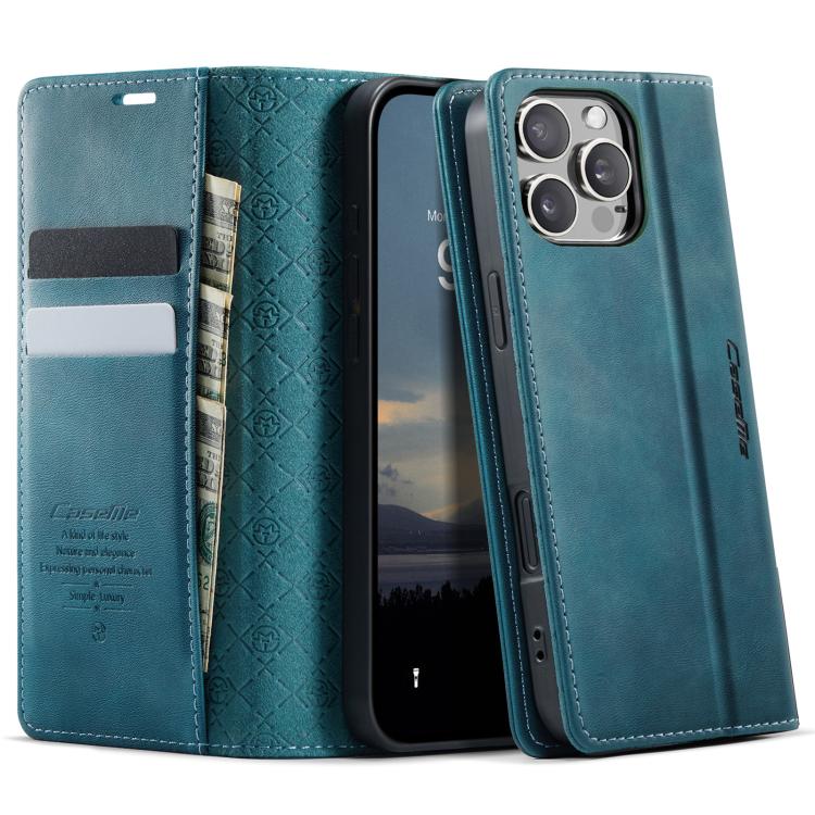 For iPhone 16 Pro CaseMe 033 Calf Leather Lining Microfibre RFID Blocking Phone Case(Green) - iPhone 16 Pro Cases by CaseMe | Online Shopping UK | buy2fix