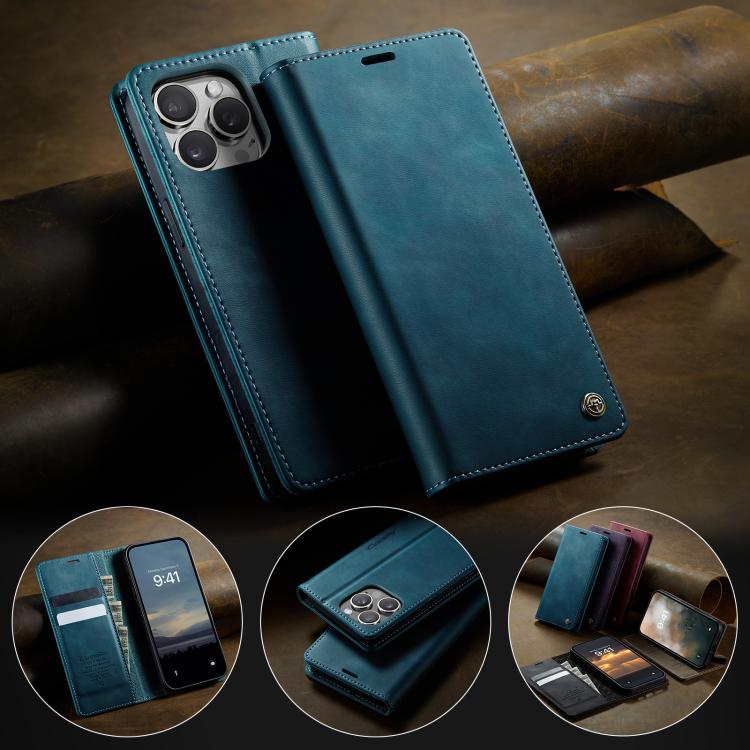 For iPhone 16 Pro CaseMe 033 Calf Leather Lining Microfibre RFID Blocking Phone Case(Green) - iPhone 16 Pro Cases by CaseMe | Online Shopping UK | buy2fix