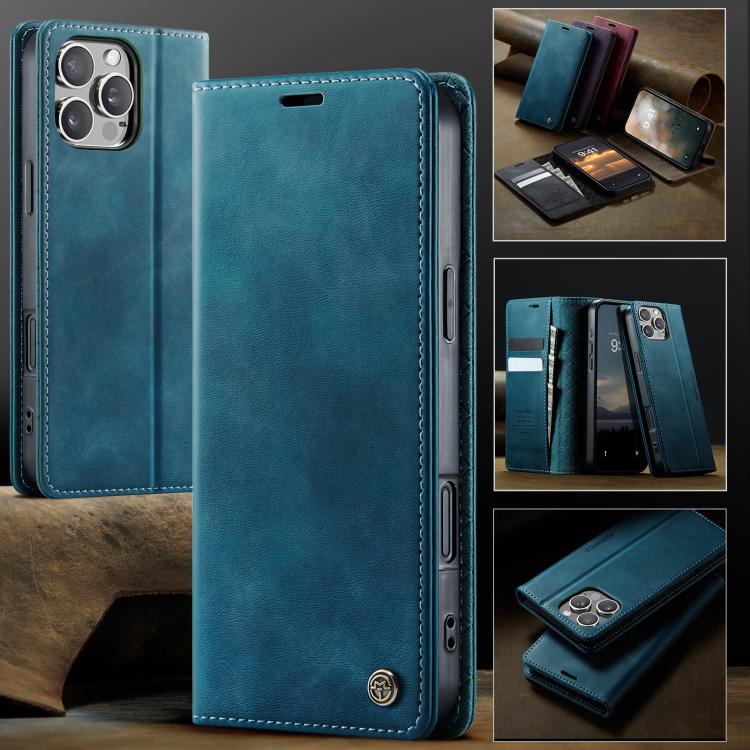 For iPhone 16 Pro CaseMe 033 Calf Leather Lining Microfibre RFID Blocking Phone Case(Green) - iPhone 16 Pro Cases by CaseMe | Online Shopping UK | buy2fix