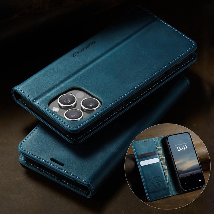 For iPhone 16 Pro CaseMe 033 Calf Leather Lining Microfibre RFID Blocking Phone Case(Green) - iPhone 16 Pro Cases by CaseMe | Online Shopping UK | buy2fix