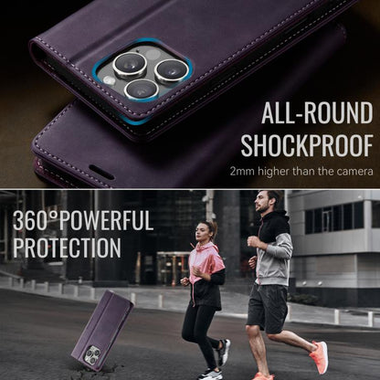 For iPhone 16 Pro CaseMe 033 Calf Leather Lining Microfibre RFID Blocking Phone Case(Purple) - iPhone 16 Pro Cases by CaseMe | Online Shopping UK | buy2fix