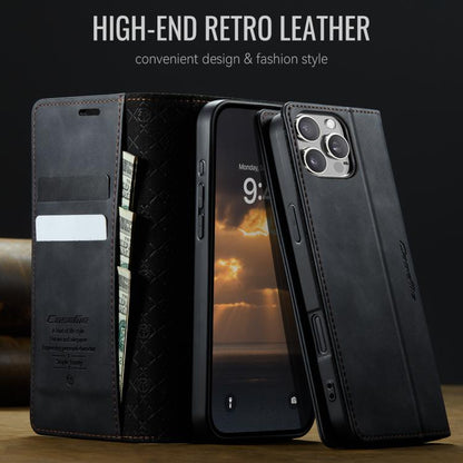 For iPhone 16 Pro Max CaseMe 033 Calf Leather Lining Microfibre RFID Blocking Phone Case(Black) - iPhone 16 Pro Max Cases by CaseMe | Online Shopping UK | buy2fix