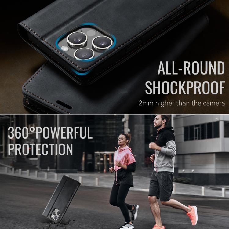 For iPhone 16 Pro Max CaseMe 033 Calf Leather Lining Microfibre RFID Blocking Phone Case(Black) - iPhone 16 Pro Max Cases by CaseMe | Online Shopping UK | buy2fix