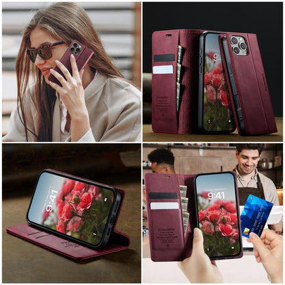 For iPhone 16 Pro Max CaseMe 033 Calf Leather Lining Microfibre RFID Blocking Phone Case(Red) - iPhone 16 Pro Max Cases by CaseMe | Online Shopping UK | buy2fix