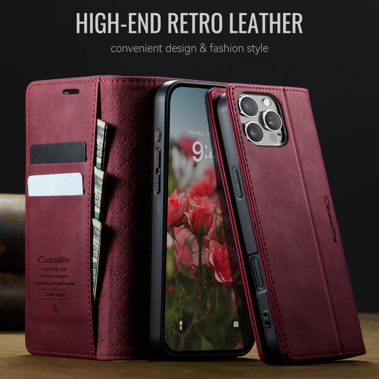 For iPhone 16 Pro Max CaseMe 033 Calf Leather Lining Microfibre RFID Blocking Phone Case(Red) - iPhone 16 Pro Max Cases by CaseMe | Online Shopping UK | buy2fix