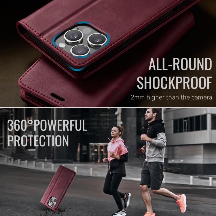 For iPhone 16 Pro Max CaseMe 033 Calf Leather Lining Microfibre RFID Blocking Phone Case(Red) - iPhone 16 Pro Max Cases by CaseMe | Online Shopping UK | buy2fix