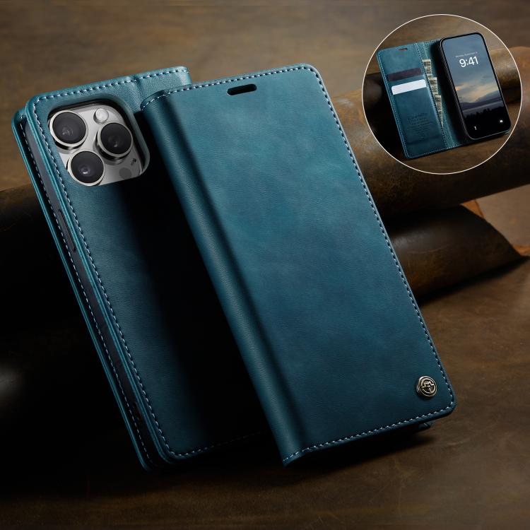 For iPhone 16 Pro Max CaseMe 033 Calf Leather Lining Microfibre RFID Blocking Phone Case(Green) - iPhone 16 Pro Max Cases by CaseMe | Online Shopping UK | buy2fix