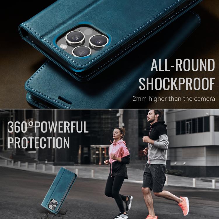 For iPhone 16 Pro Max CaseMe 033 Calf Leather Lining Microfibre RFID Blocking Phone Case(Green) - iPhone 16 Pro Max Cases by CaseMe | Online Shopping UK | buy2fix