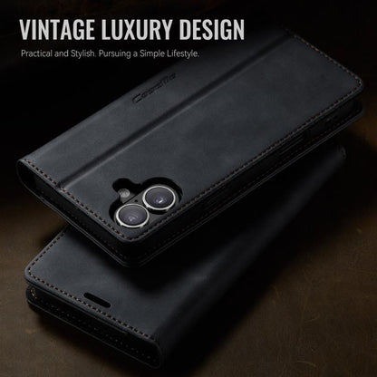 For iPhone 17 CaseMe 033 Calf Leather Lining Microfibre RFID Blocking Phone Case(Black) - iPhone 17 Cases by CaseMe | Online Shopping UK | buy2fix