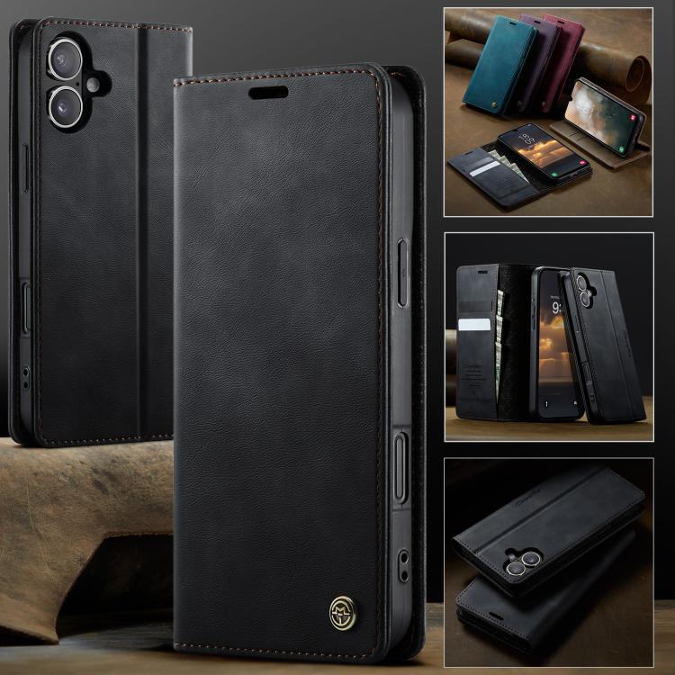 For iPhone 17 CaseMe 033 Calf Leather Lining Microfibre RFID Blocking Phone Case(Black) - iPhone 17 Cases by CaseMe | Online Shopping UK | buy2fix