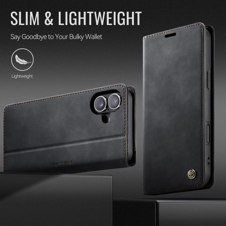 For iPhone 17 CaseMe 033 Calf Leather Lining Microfibre RFID Blocking Phone Case(Black) - iPhone 17 Cases by CaseMe | Online Shopping UK | buy2fix