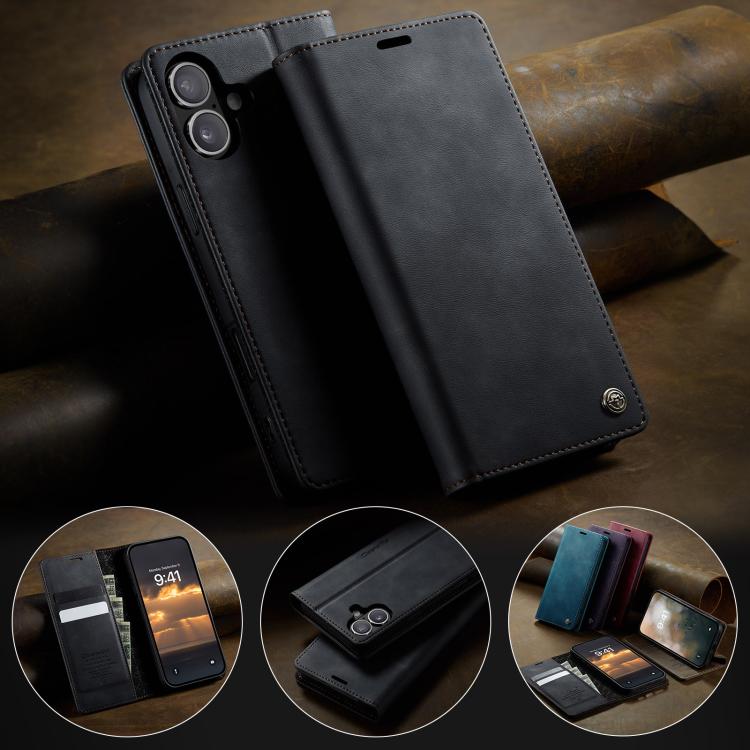 For iPhone 17 CaseMe 033 Calf Leather Lining Microfibre RFID Blocking Phone Case(Black) - iPhone 17 Cases by CaseMe | Online Shopping UK | buy2fix