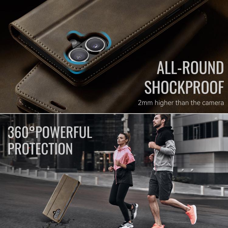 For iPhone 17 CaseMe 033 Calf Leather Lining Microfibre RFID Blocking Phone Case(Coffee) - iPhone 17 Cases by CaseMe | Online Shopping UK | buy2fix