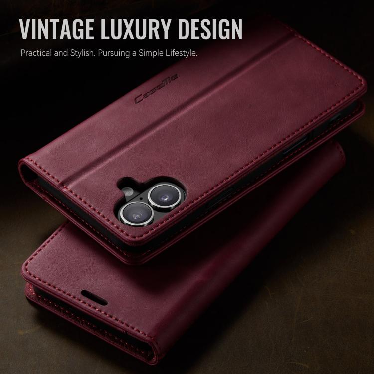 For iPhone 17 CaseMe 033 Calf Leather Lining Microfibre RFID Blocking Phone Case(Red) - iPhone 17 Cases by CaseMe | Online Shopping UK | buy2fix