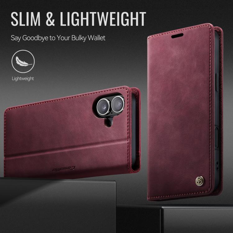 For iPhone 17 CaseMe 033 Calf Leather Lining Microfibre RFID Blocking Phone Case(Red) - iPhone 17 Cases by CaseMe | Online Shopping UK | buy2fix