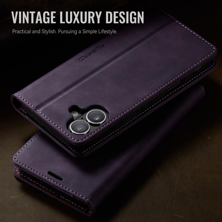 For iPhone 17 CaseMe 033 Calf Leather Lining Microfibre RFID Blocking Phone Case(Purple) - iPhone 17 Cases by CaseMe | Online Shopping UK | buy2fix