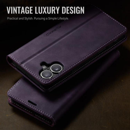For iPhone 17 CaseMe 033 Calf Leather Lining Microfibre RFID Blocking Phone Case(Purple) - iPhone 17 Cases by CaseMe | Online Shopping UK | buy2fix