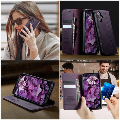 For iPhone 17 CaseMe 033 Calf Leather Lining Microfibre RFID Blocking Phone Case(Purple) - iPhone 17 Cases by CaseMe | Online Shopping UK | buy2fix