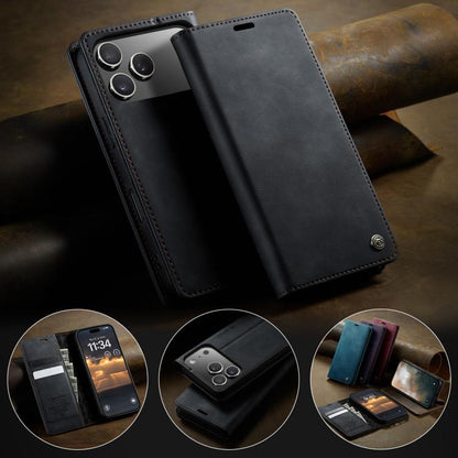 For iPhone 17 Pro Max CaseMe 033 Calf Leather Lining Microfibre RFID Blocking Phone Case(Black) - iPhone 17 Pro Max Cases by CaseMe | Online Shopping UK | buy2fix
