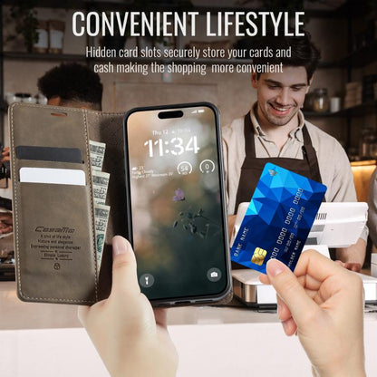 For iPhone 17 Pro Max CaseMe 033 Calf Leather Lining Microfibre RFID Blocking Phone Case(Coffee) - iPhone 17 Pro Max Cases by CaseMe | Online Shopping UK | buy2fix