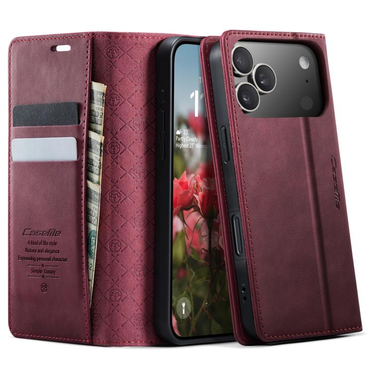 For iPhone 17 Pro Max CaseMe 033 Calf Leather Lining Microfibre RFID Blocking Phone Case(Red) - iPhone 17 Pro Max Cases by CaseMe | Online Shopping UK | buy2fix