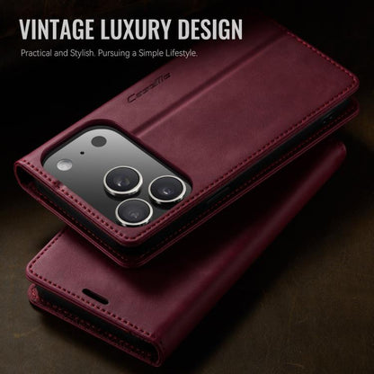 For iPhone 17 Pro Max CaseMe 033 Calf Leather Lining Microfibre RFID Blocking Phone Case(Red) - iPhone 17 Pro Max Cases by CaseMe | Online Shopping UK | buy2fix