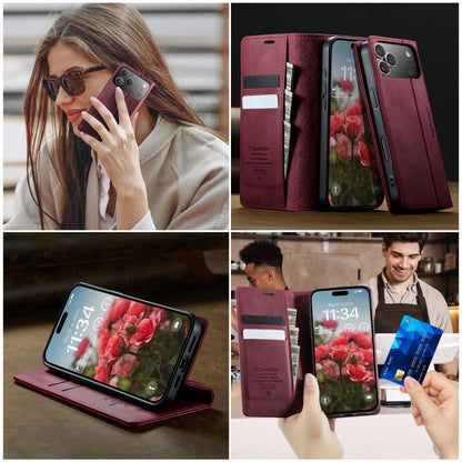 For iPhone 17 Pro Max CaseMe 033 Calf Leather Lining Microfibre RFID Blocking Phone Case(Red) - iPhone 17 Pro Max Cases by CaseMe | Online Shopping UK | buy2fix