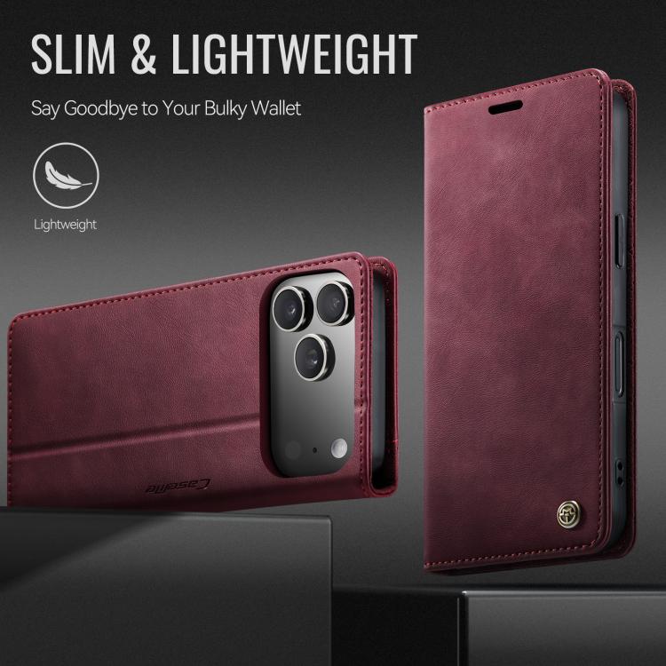 For iPhone 17 Pro Max CaseMe 033 Calf Leather Lining Microfibre RFID Blocking Phone Case(Red) - iPhone 17 Pro Max Cases by CaseMe | Online Shopping UK | buy2fix